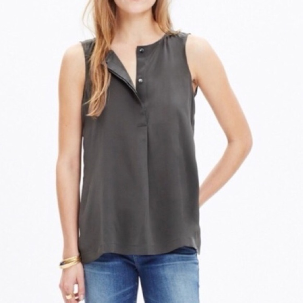 Madewell Composition Silk Tank Charcoal Xs
